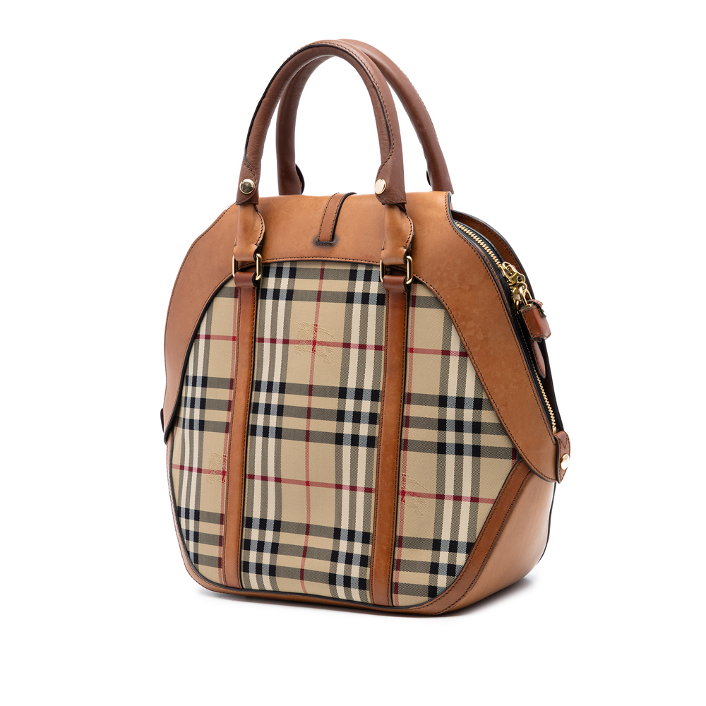 Pre-Loved Burberry Medium Haymarket Check Coated Canvas Orchard Bowling Bag - Picture 2 of 6